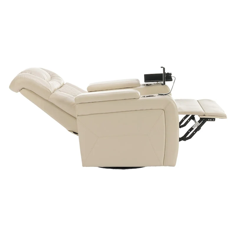 Fauteuil inclinable pivotant électrique avec plateau, porte-gobelet et port USB