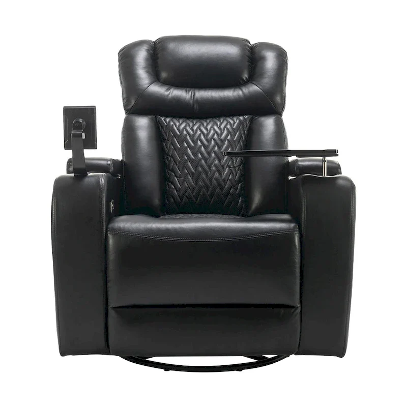 Fauteuil inclinable pivotant électrique avec plateau, porte-gobelet et port USB