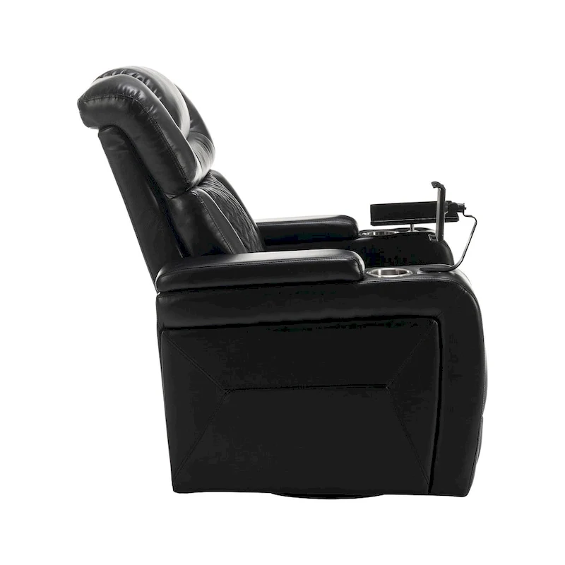 Fauteuil inclinable pivotant électrique avec plateau, porte-gobelet et port USB