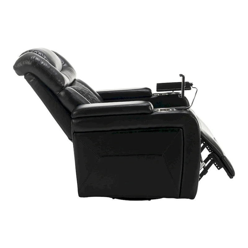 Fauteuil inclinable pivotant électrique avec plateau, porte-gobelet et port USB