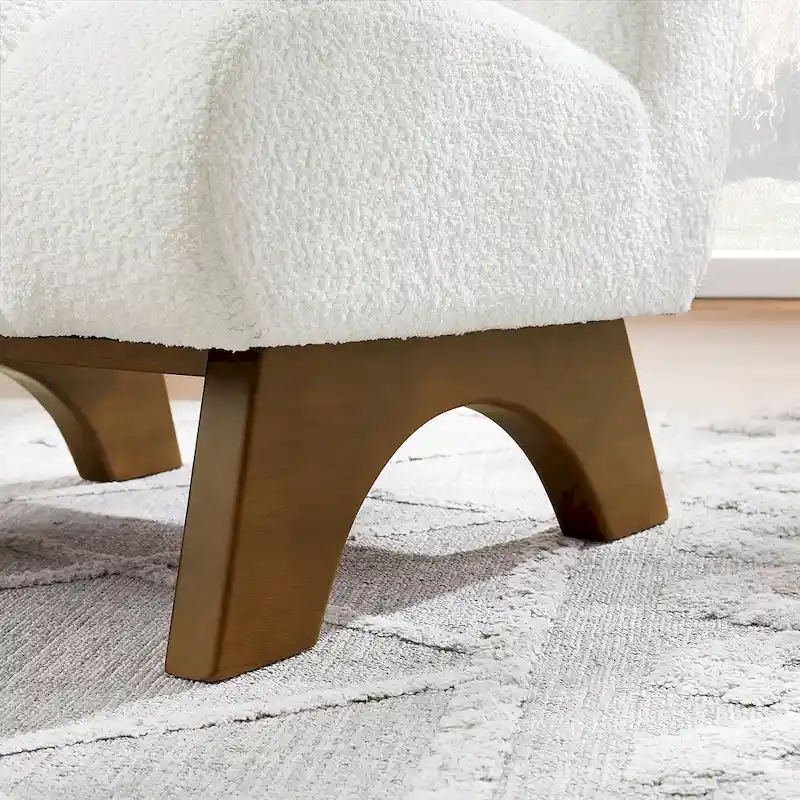 Causeuse moderne sans accoudoirs en tissu bouclé avec pieds en bois