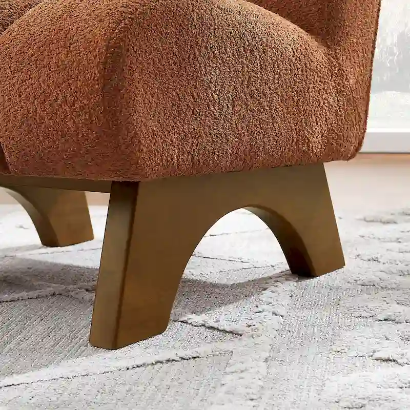Causeuse moderne sans accoudoirs en tissu bouclé avec pieds en bois