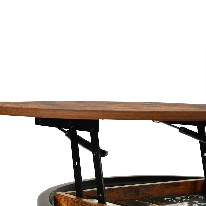 Table basse ronde relevable avec rangement caché - ROSS