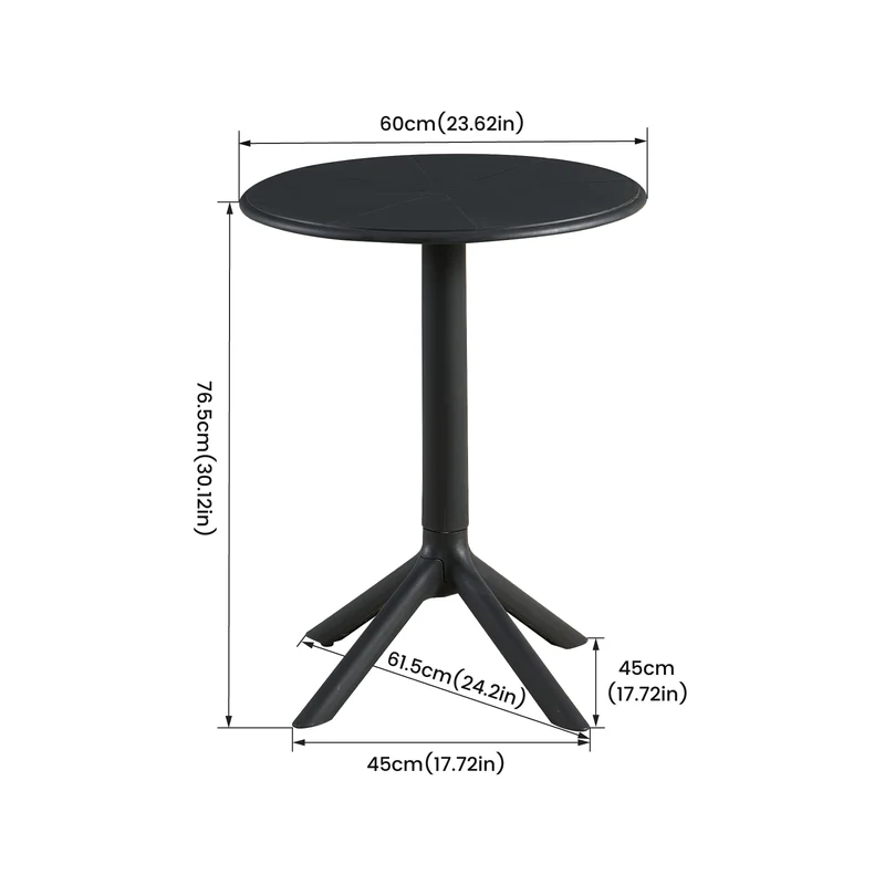Table de cocktail moderne haute 75 cm, noire