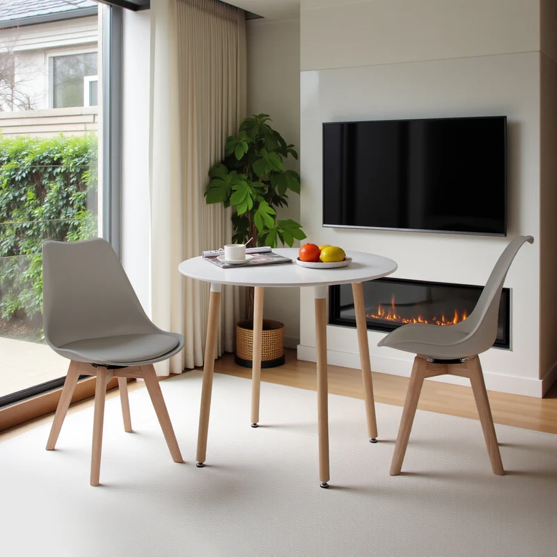 Ensemble de chaises de salle à manger pivotantes sans accoudoirs 360° – Set de 2/4 VINCO – Noir/Blanc/Gris