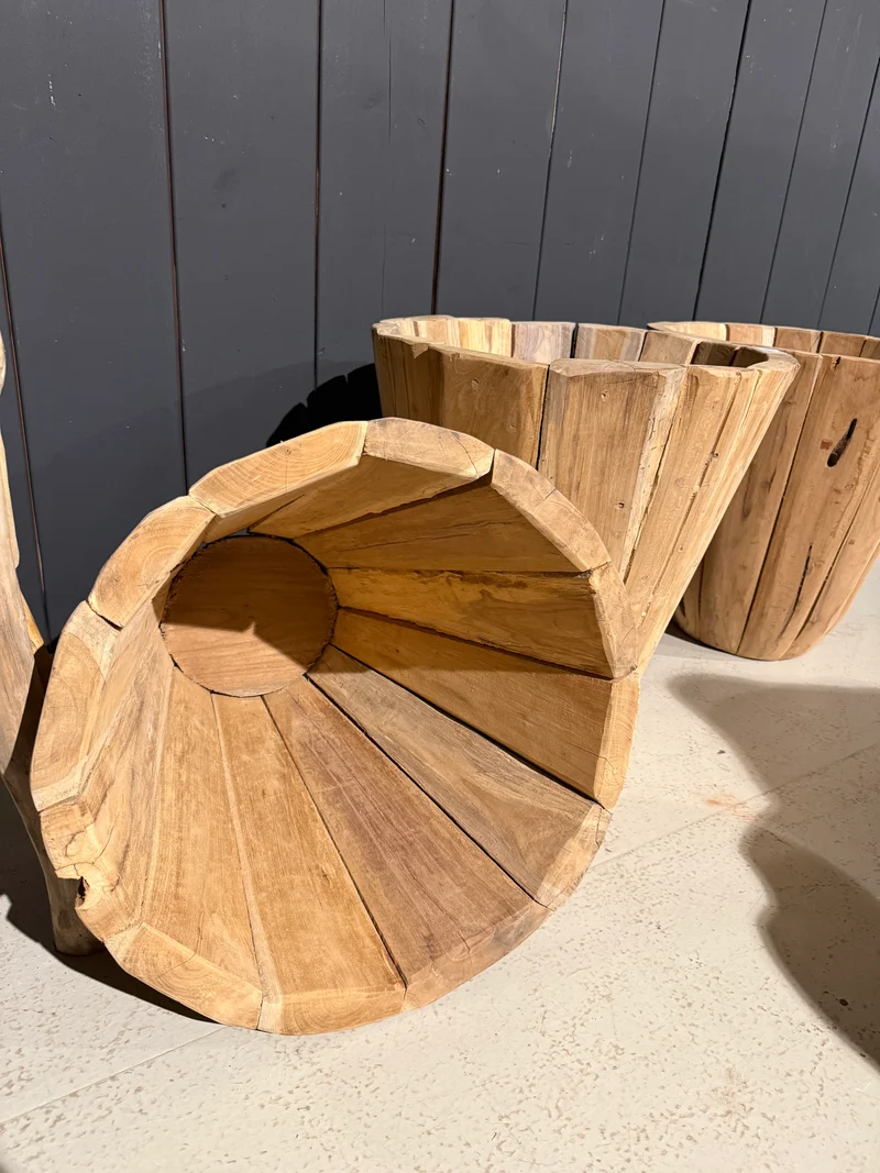 Pot de fleur en teck massif : Déco intérieure et jardin