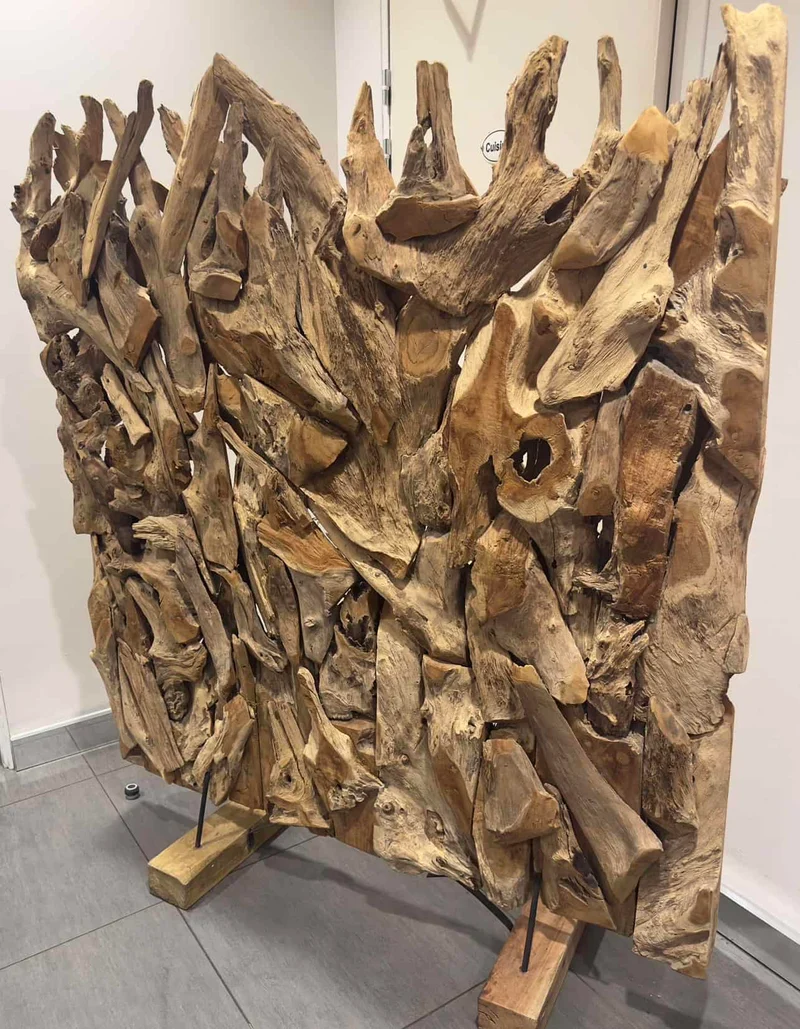 Séparateur de Pièce Artisanal en Bois Flotté Naturel
