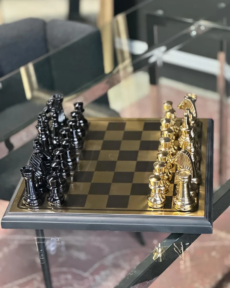 Échiquier de Luxe en Bois et Aluminium