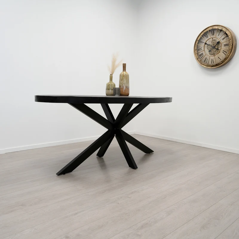 Table Ovale en Manguier Noir Pied Mikado "SOLO"