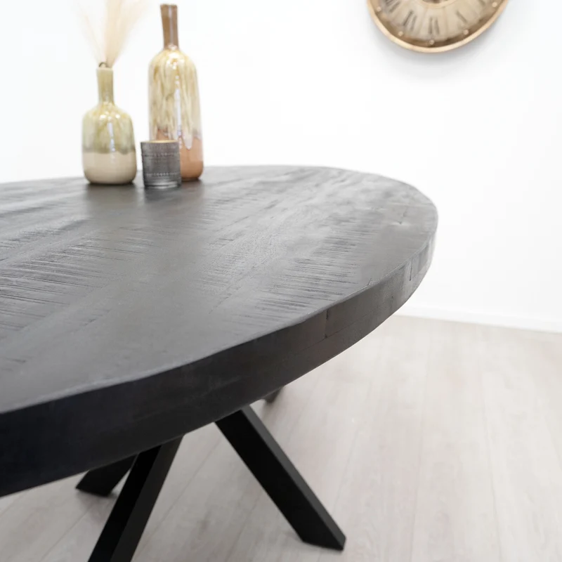 Table Ovale en Manguier Noir Pied Mikado "SOLO"