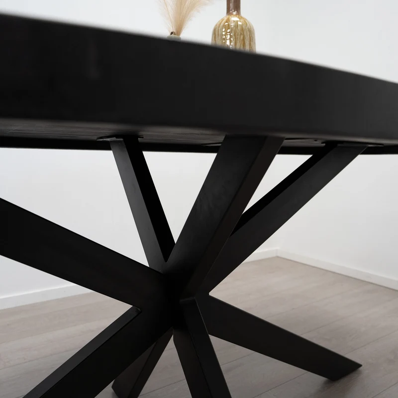 Table Ovale en Manguier Noir Pied Mikado "SOLO"