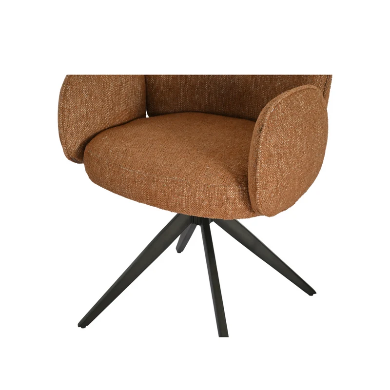 Chaise repas accoudoir tissu caramel