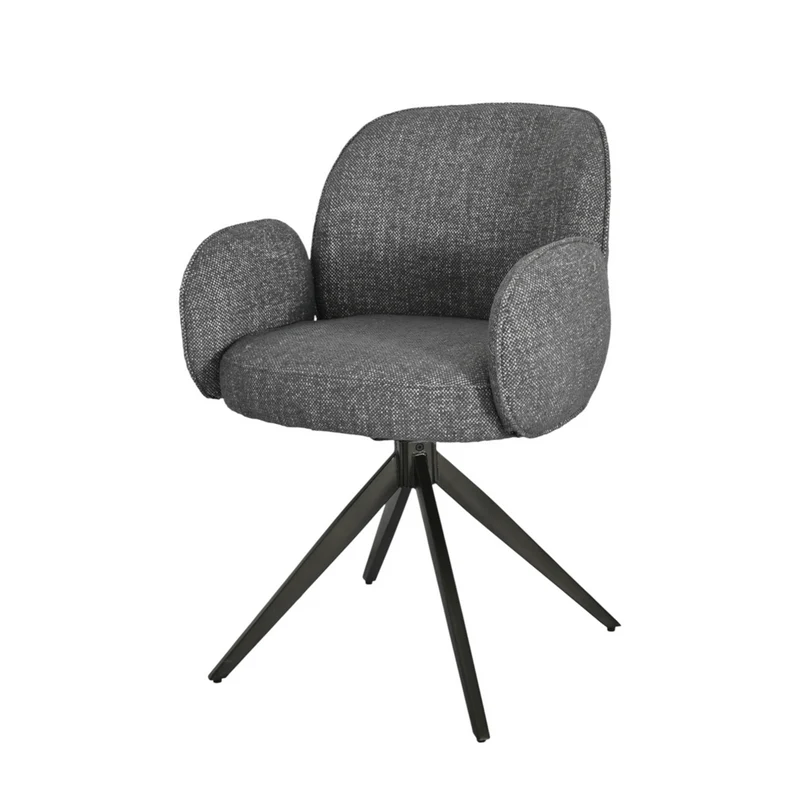 Chaise repas accoudoir tissu gris