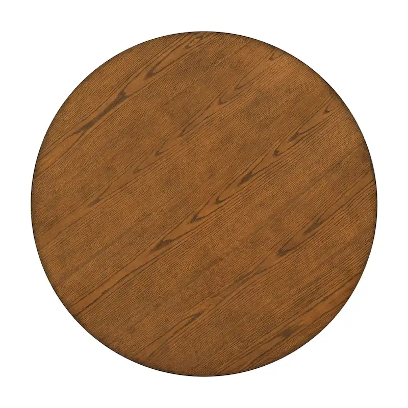 Table à manger ronde du milieu du siècle avec plateau en noyer et piétement central blanc