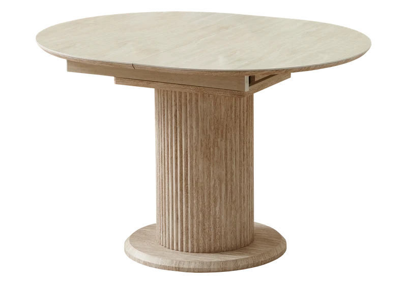 Ensemble table à manger extensible travertin et 4 chaises - Leon