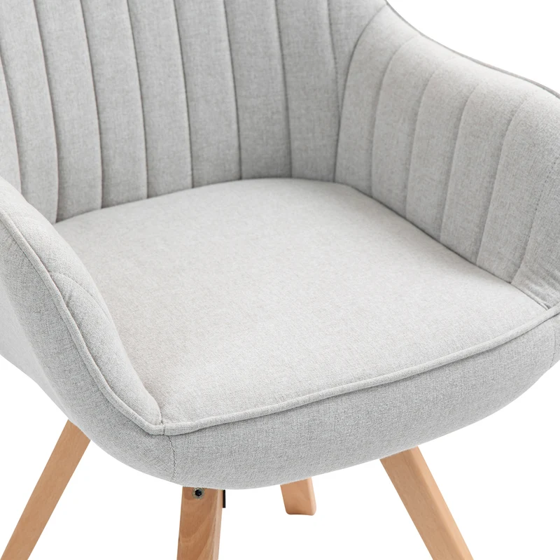 Chaise de salle à manger confortables en tissu beige pivotantes 360° - CARSON FABRIC BEIGE