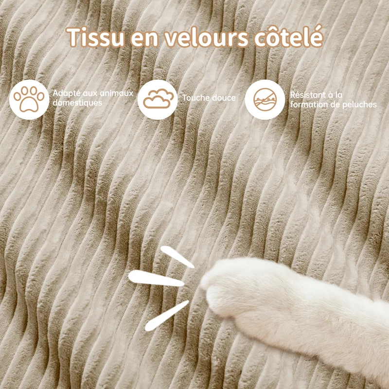 Ensemble de canapés avec accoudoirs incurvés et base antidérapante en tissu velours côtelé doux pour le salon, beige,siège3+tabouret3