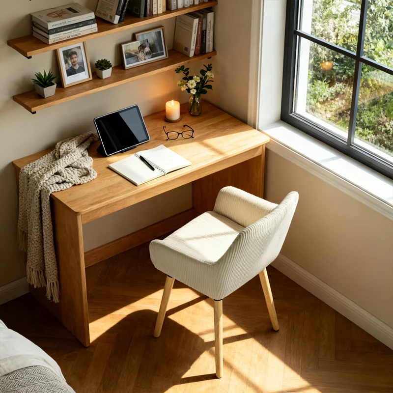 Lot de 2 chaises de salle à manger de style scandinave avec pieds en bois et accoudoirs en velours côtelé beige - ELIA