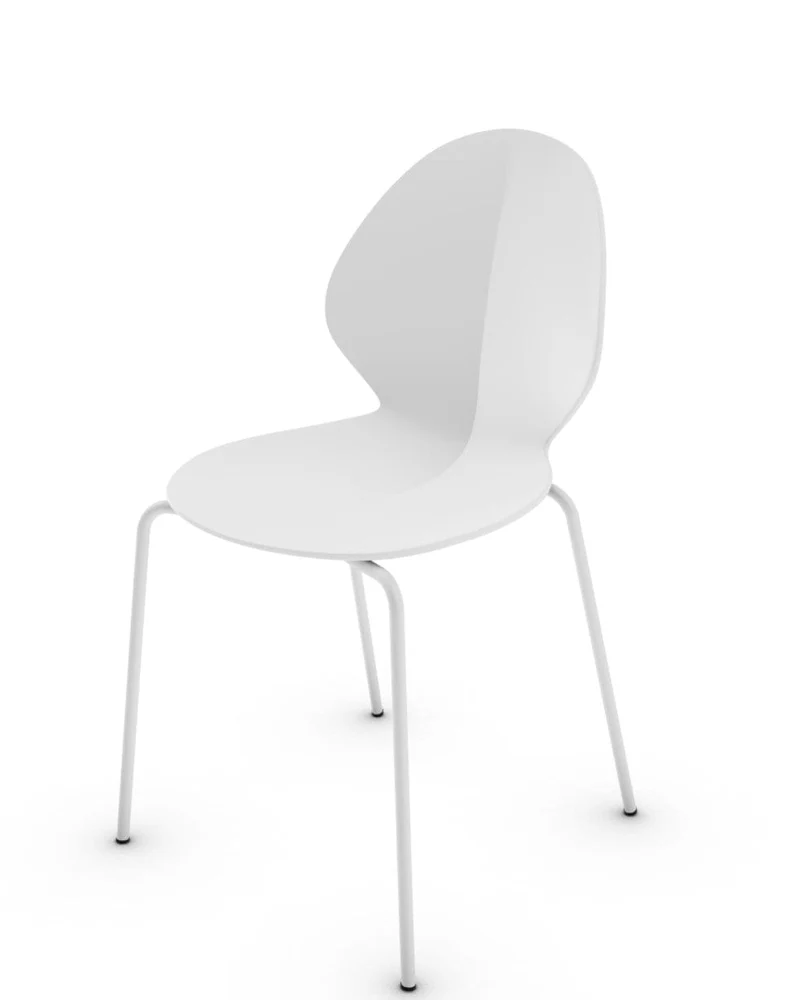 Chaise Calligaris - Basil (Blanc, Pieds en métal) CS1359