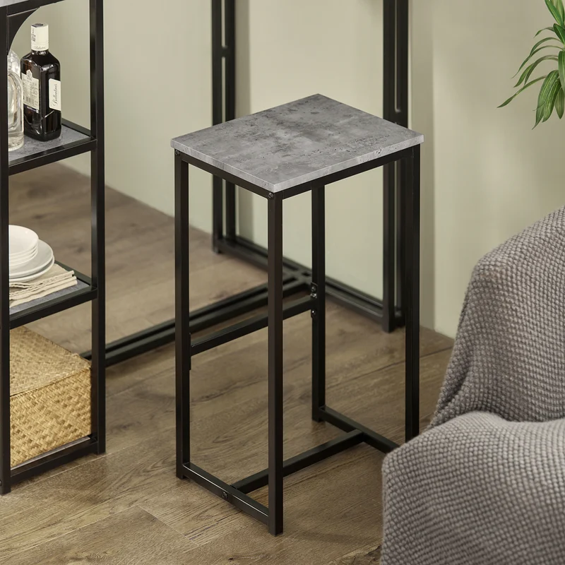 SoBuy OGT43-HG Lot Table et 2 Tabourets de Bar Ensemble Table de Bar + Chaises de Bar Table de Bistrot Table Mange-Debout Table Haute