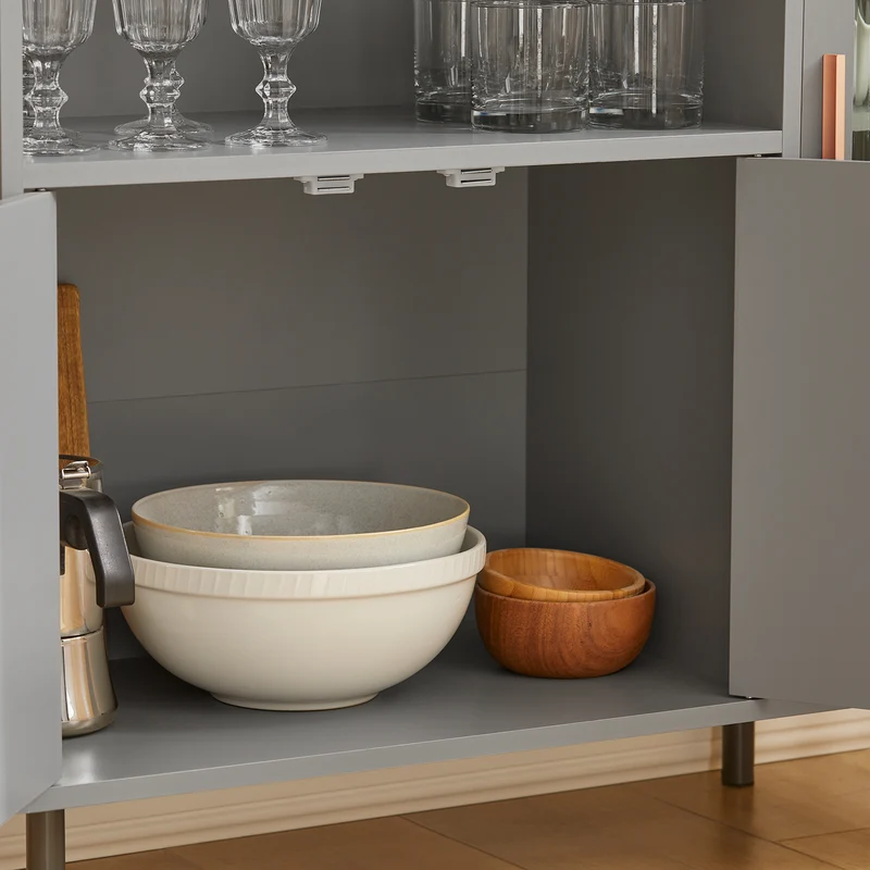 SoBuy FSB82-HG Buffet Placard Dressoir Commode Armoire Multi-Rangement, avec 1 Compartiment Ouvert et 3 Portes