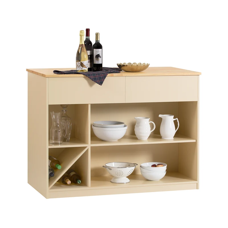 SoBuy KNL04-MI îlot Central, Placard, Buffet, Armoire de Cuisine avec 1 Plan de Travail