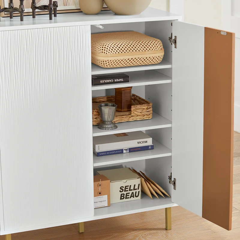 SoBuy FSB70-W Buffet Placard Armoire Multi-rangements Double Portes sur Pied