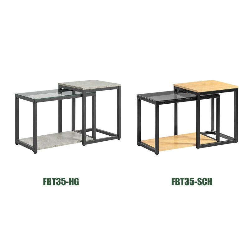 SoBuy FBT35-HG Lot de 2 Tables Basses Gigognes Tables de Salon, Set de 2 Tables d'appoint Empilables, Gris