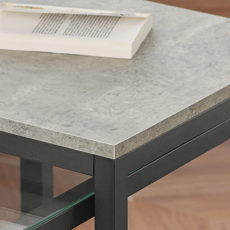 SoBuy FBT35-HG Lot de 2 Tables Basses Gigognes Tables de Salon, Set de 2 Tables d'appoint Empilables, Gris
