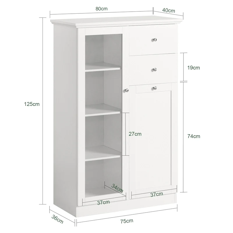 SoBuy FSB32-W Buffet Commode Armoire de Rangement Dressoir Bahut avec 2 Portes, 2 Tiroirs