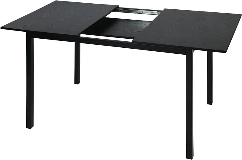 Table de salle à manger extensible industrielle pour 4 à 6 personnes en bois MDF noir - BARI