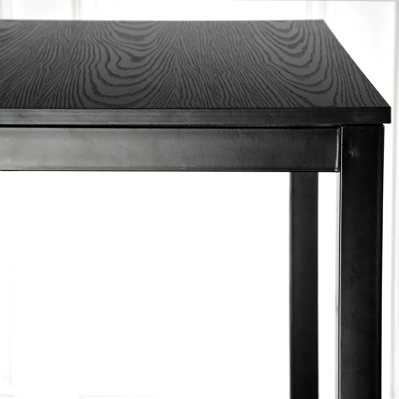 Table de salle à manger extensible industrielle pour 4 à 6 personnes en bois MDF noir - BARI