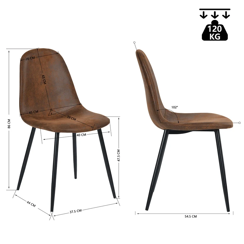 Ensemble table à manger extensible noire et 4 chaises en suédine, style scandinave