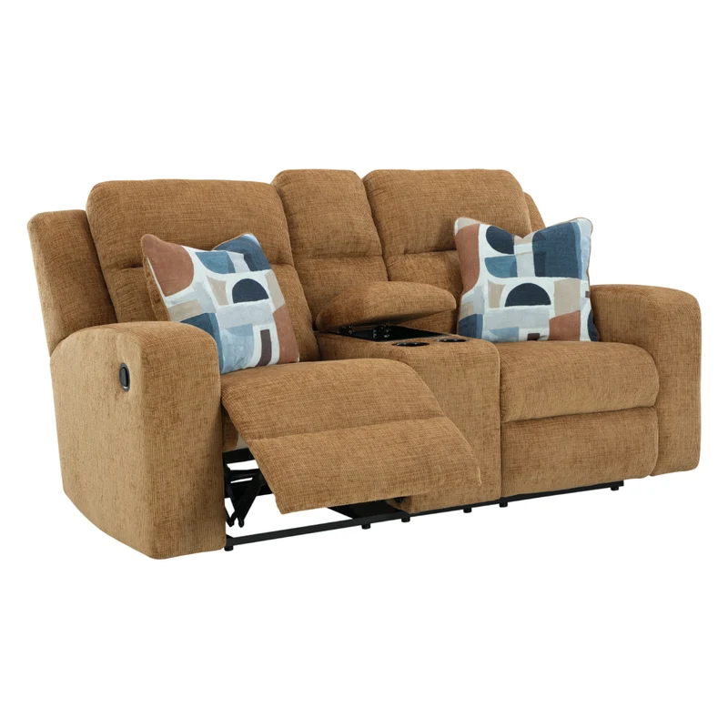 Causeuse inclinable en tissu avec console et coussins - Kanlow
