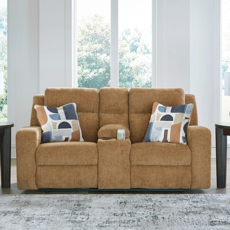 Causeuse inclinable en tissu avec console et coussins - Kanlow