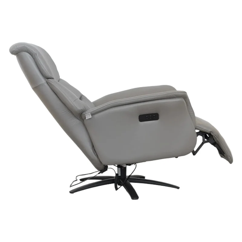 Fauteuil pivotant et inclinable motorisé en cuir gris - Jon