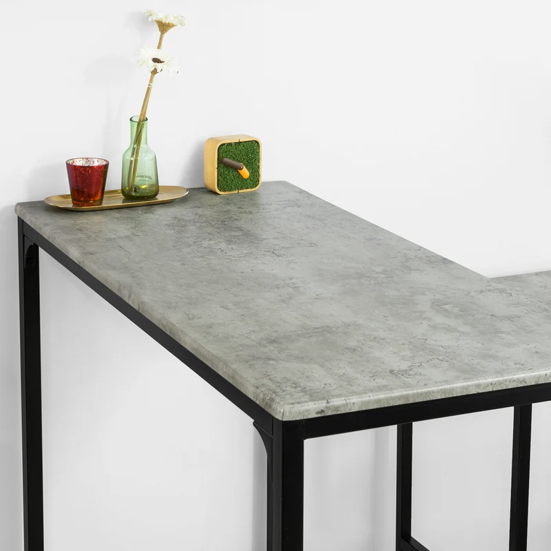 SoBuy OGT14-HG Set de Table Haute + 4 Chaises de Bar Ensemble Table de Bar + 4 Tabourets de Bar avec Repose-Pieds
