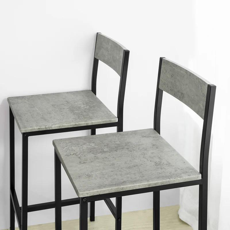 SoBuy OGT14-HG Set de Table Haute + 4 Chaises de Bar Ensemble Table de Bar + 4 Tabourets de Bar avec Repose-Pieds