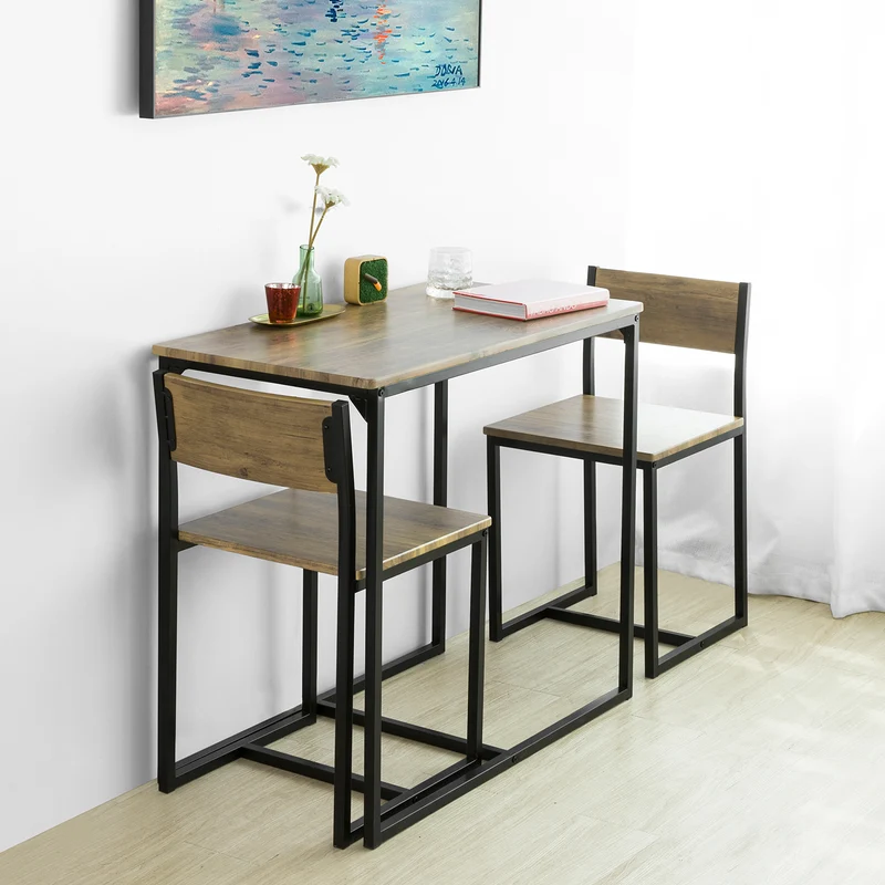 SoBuy OGT36-N Table de Salle à Manger avec 2 Chaises Lot Table et 2 Chaise de Style Industriel