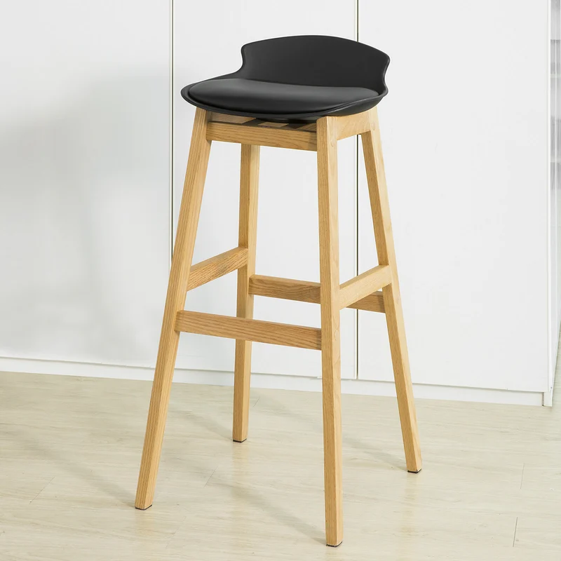 SoBuy FST79-SCH Tabouret de Bar Design Chaise Haute de Bar Cuisine avec Repose-Pieds et Piètement en Bois de Chêne Haute Qualité