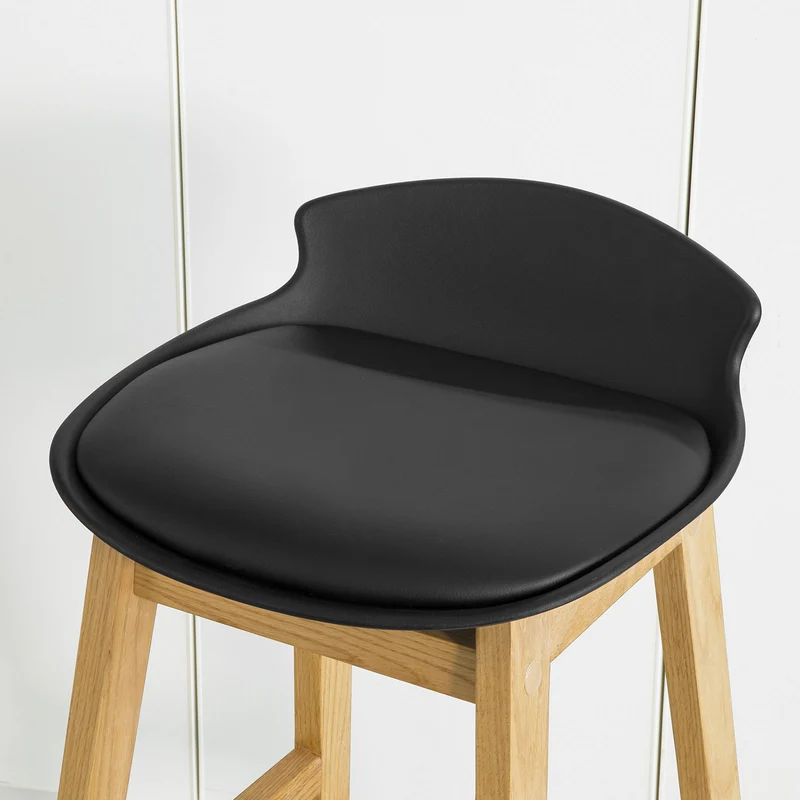 SoBuy FST79-SCH Tabouret de Bar Design Chaise Haute de Bar Cuisine avec Repose-Pieds et Piètement en Bois de Chêne Haute Qualité