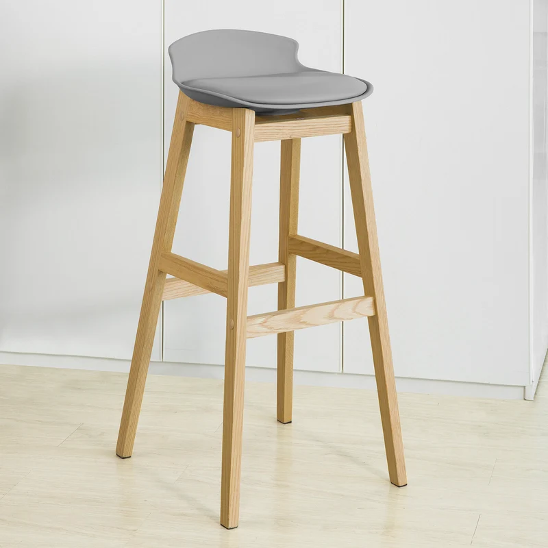 SoBuy FST79-HG Tabouret de Bar Design Chaise Haute de Bar Cuisine avec Repose-Pieds et Piètement en Bois de Chêne Haute Qualité