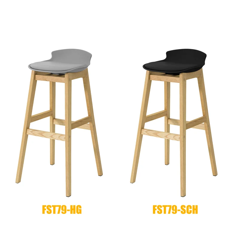SoBuy FST79-HG Tabouret de Bar Design Chaise Haute de Bar Cuisine avec Repose-Pieds et Piètement en Bois de Chêne Haute Qualité