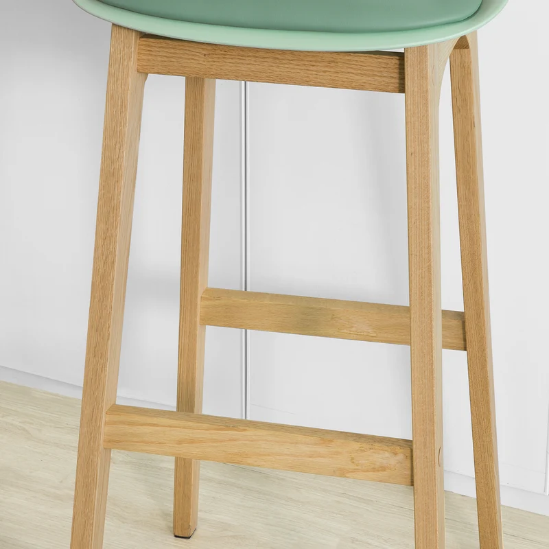SoBuy FST78-GR Tabouret de Bar Design Chaise Haute de Bar Cuisine avec Assise Rembourrée Repose-Pieds et Piètement en Bois de Chêne