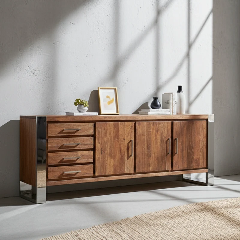 Buffet 3 portes 4 tiroirs GM | Acacia Stainless III