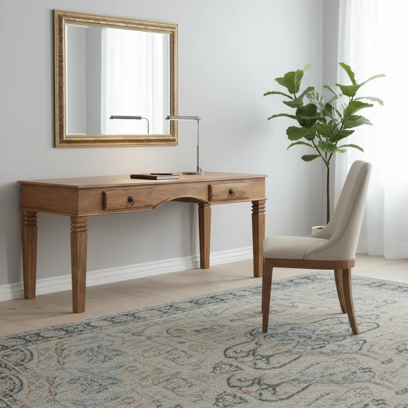 Bureau 2 tiroirs en bois massif acacia - Tyria