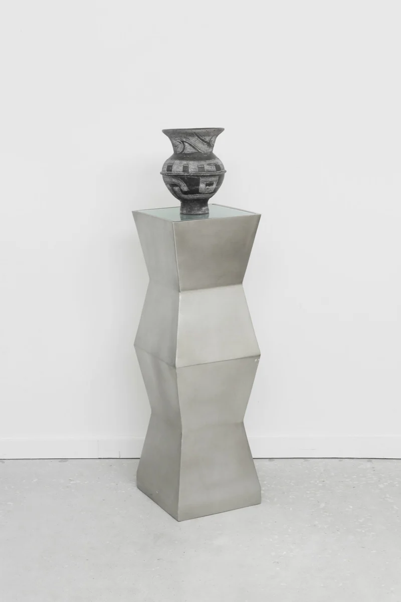 Vintage Postmodern Geometric Pedestal Ceramic Floor Lamp