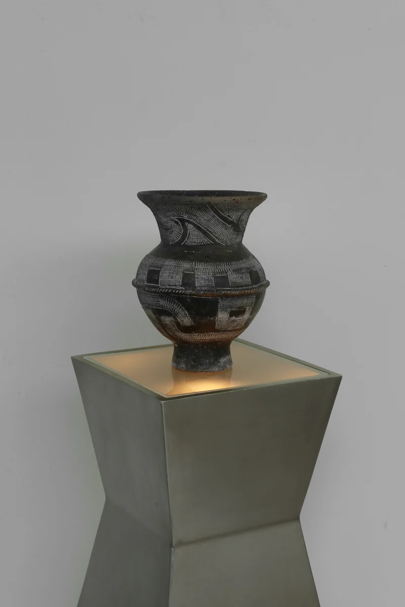 Vintage Postmodern Geometric Pedestal Ceramic Floor Lamp