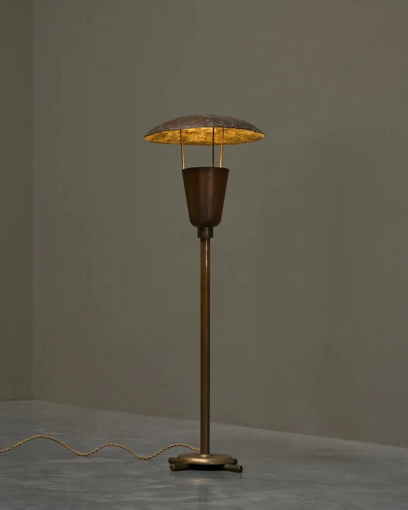 Vintage Mid-Century Unique Floor Lamp in Patinated Copper 1960s