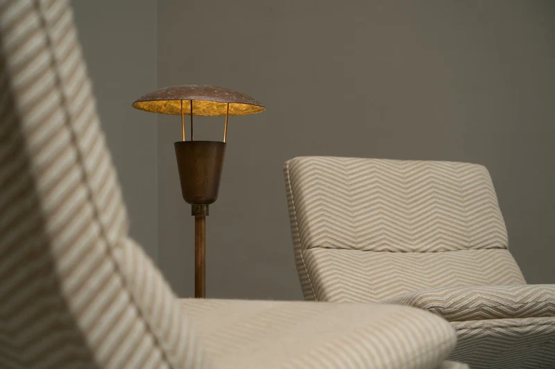 Vintage Mid-Century Unique Floor Lamp in Patinated Copper 1960s
